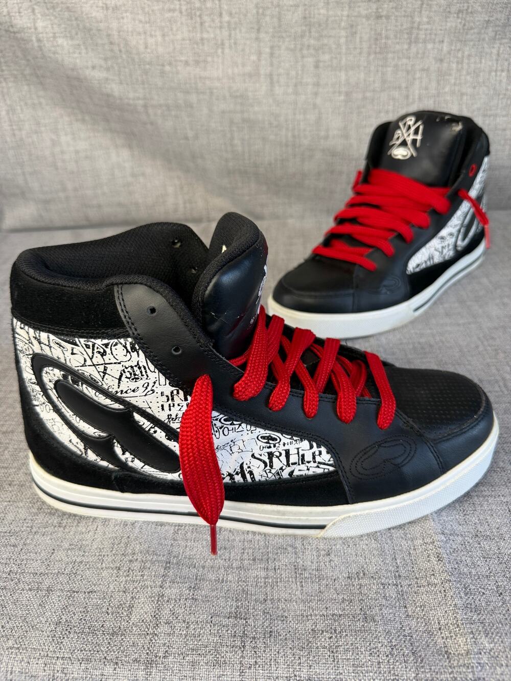 SRH Productions Calabo Spade Hi Top Skate Shoes Men 10.5 Vintage Y2K Black Red